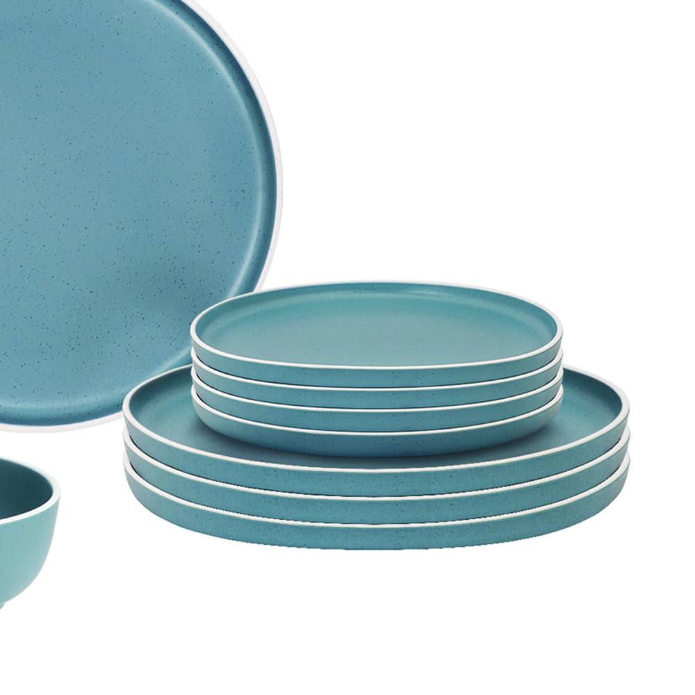 Tableware set - Brunner Midday Dolomit Blue Colored Melamine Dinnerware Set 12pcs