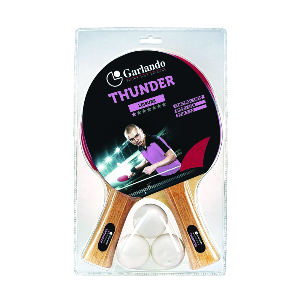 Ping Pong Accessories - Garlando Thunder Set 2 Tennis Rackets Ping Pong 1 Star + 3 Balls 1 Star