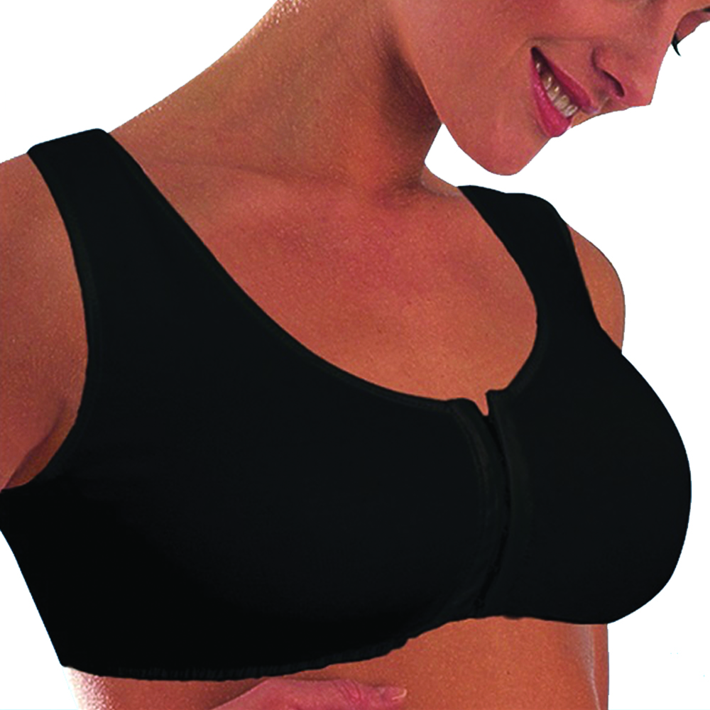 Bras - Scudotex Black Post-op Soft Cotton Stretch Bra