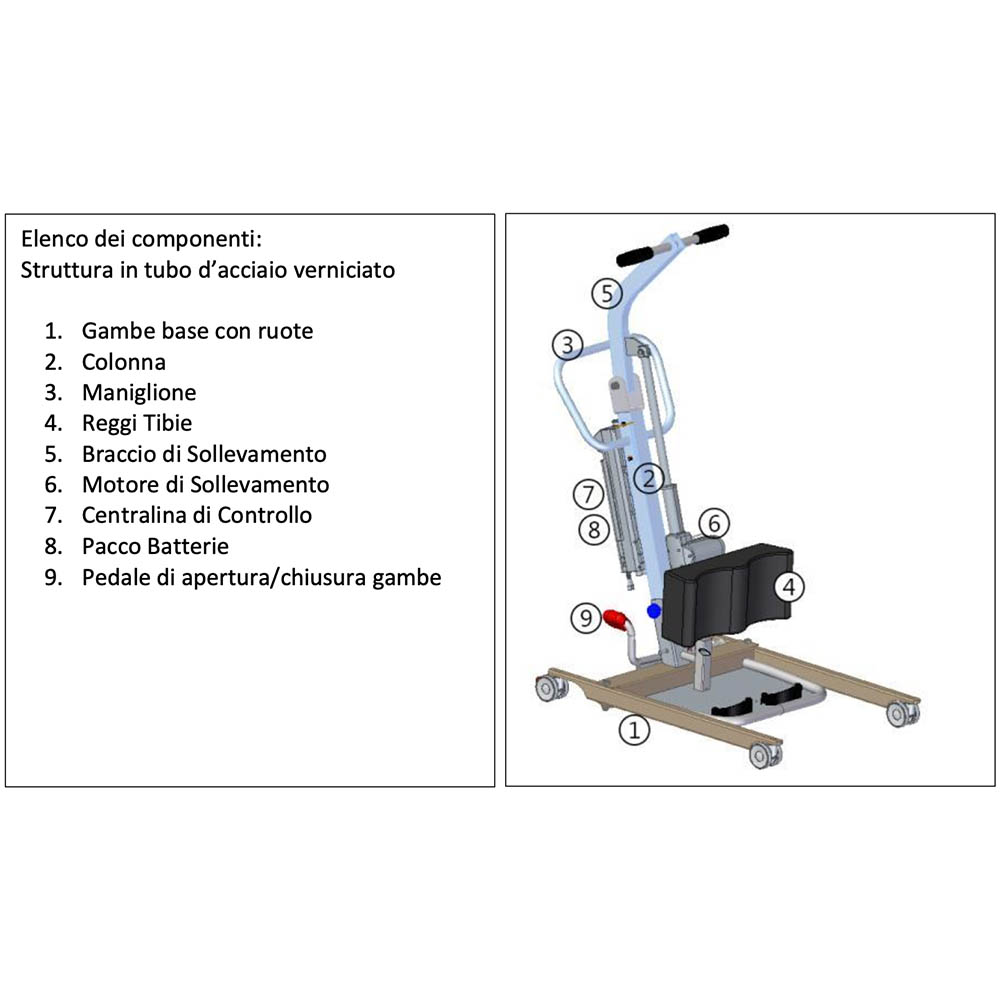 Lifters and verticalizers - Intermed Front Verticalizing Lift With Medium Lumbar Harness