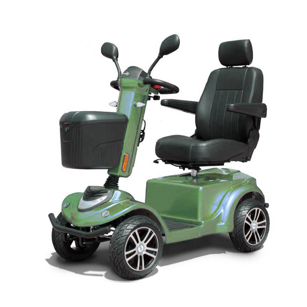 Scooters for the disabled - Intermed Ares Green 4-wheel Electric Scooter For The Disabled And Elderly With Front Basket