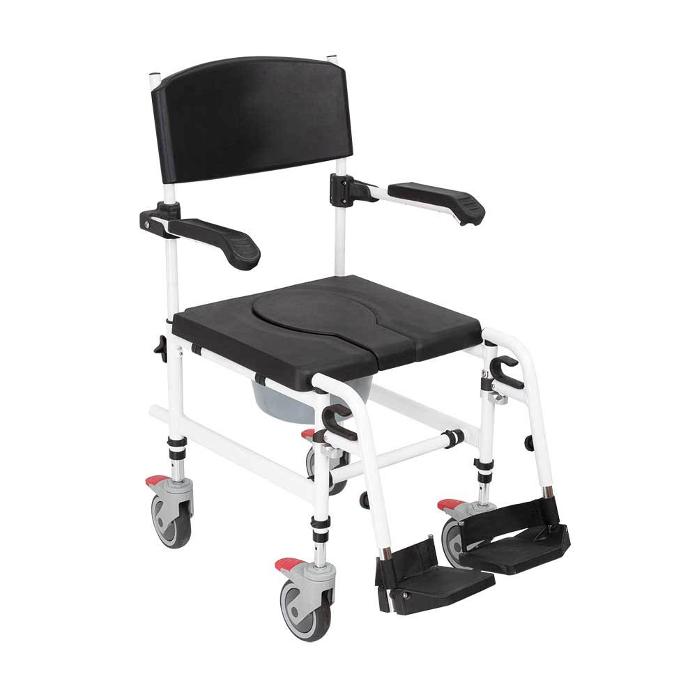 Toilet and shower chairs - Intermed Shower Chair With Removable Toilet In Aluminum With Wheels