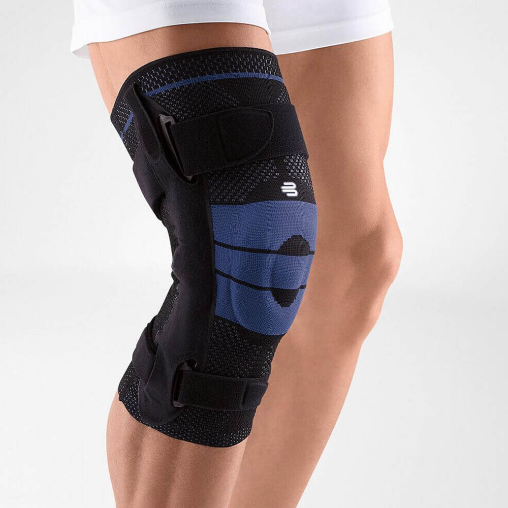 Knee braces - Bauerfeind Genutrain S Black Left Knee Brace With Lateral Stabilizing Stays