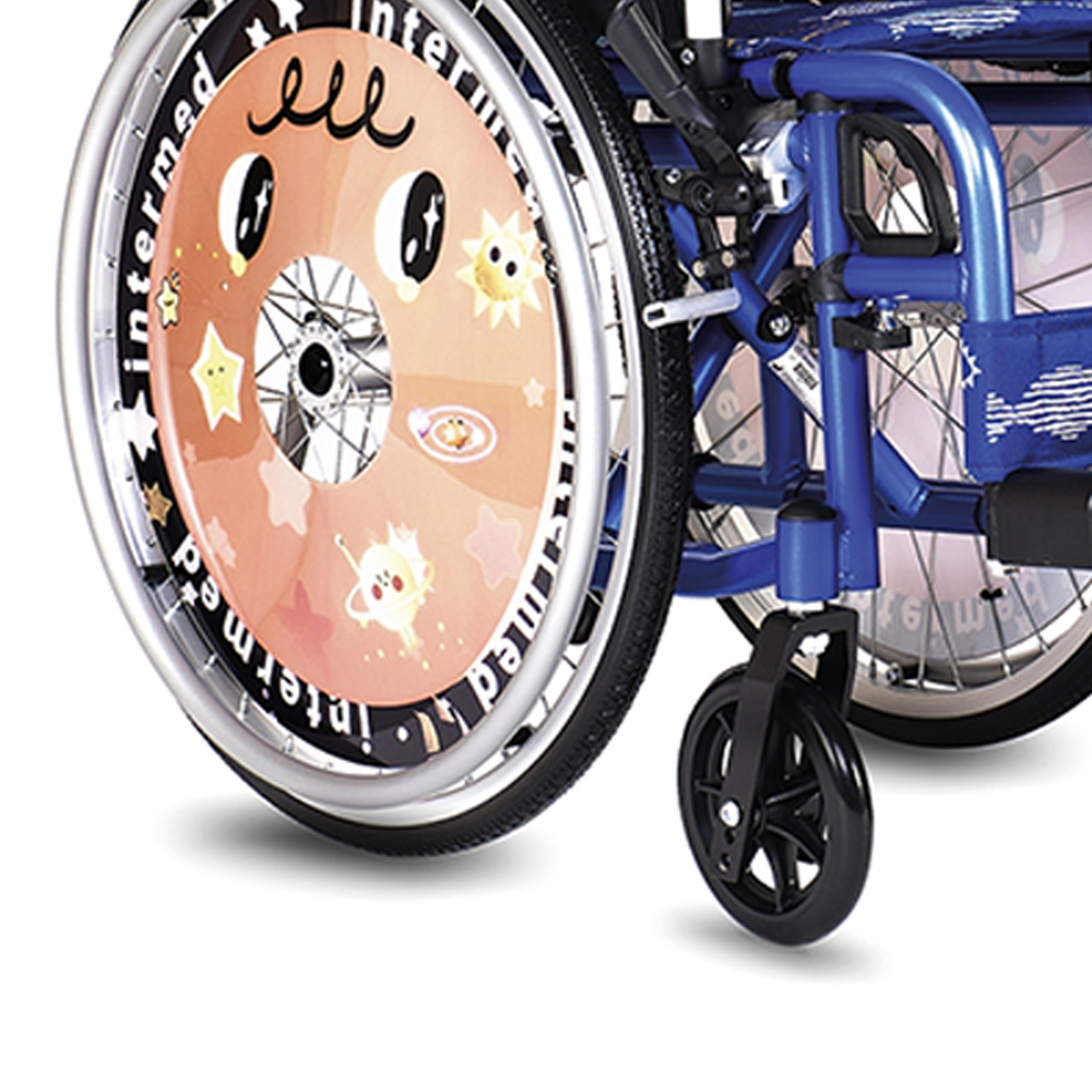 Wheelchairs for the disabled - Intermed Reha Junior Blue Folding Self-propelled Wheelchair For The Disabled