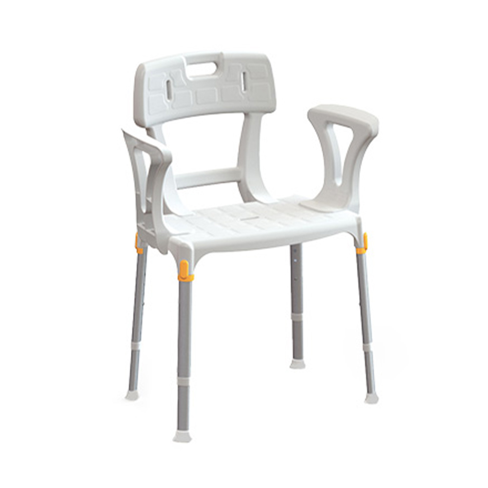 Bath and shower chairs - Wimed Adjustable Shower Chair For Disabled People, White, With Backrest And Armrests