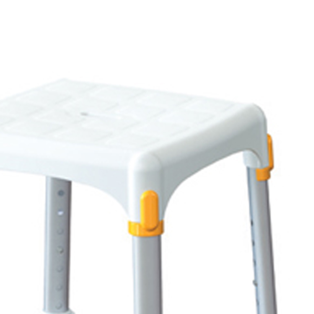 Bath and shower chairs - Wimed King Size Square Bathroom Stool With Tray And Adjustable Height White