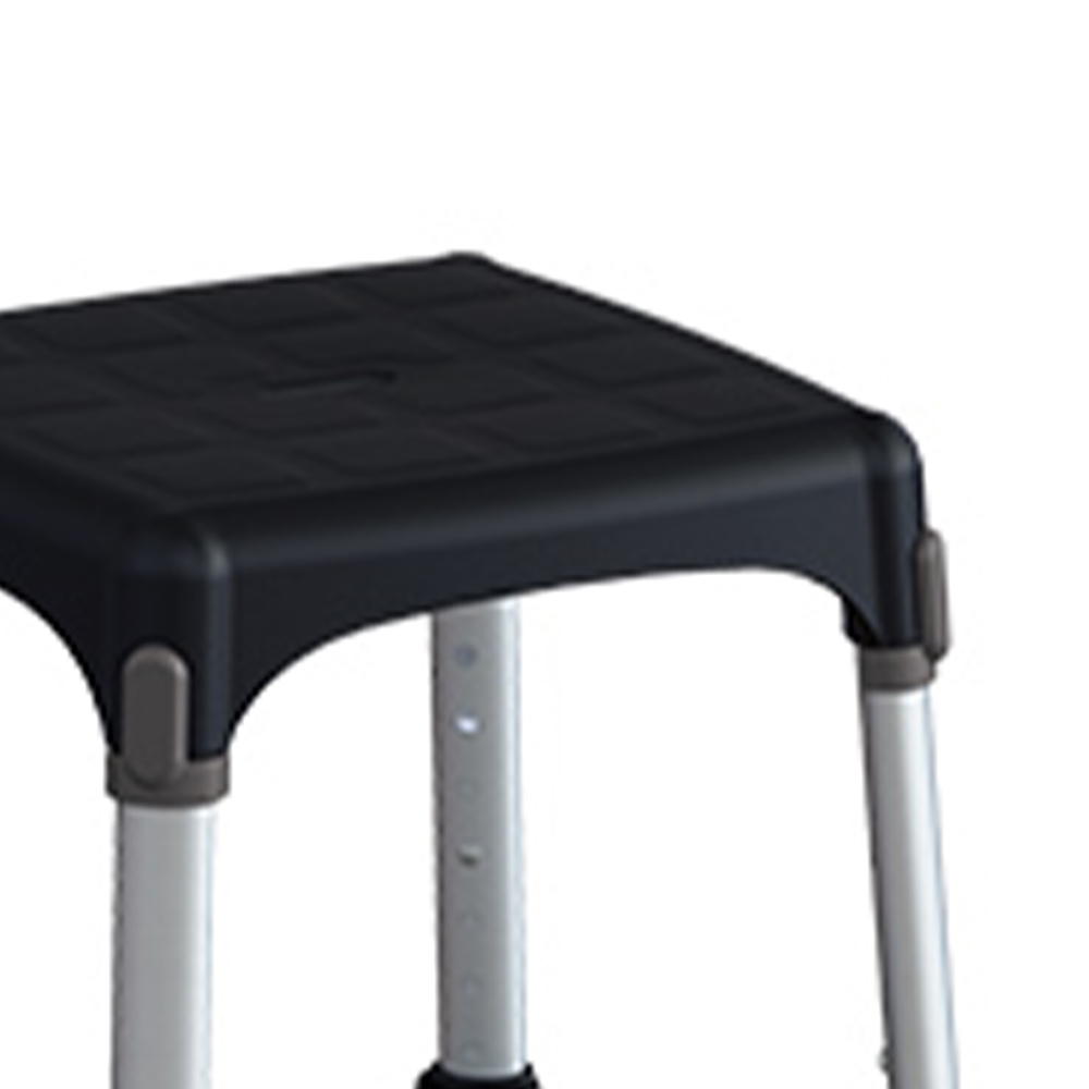 Bath and shower chairs - Wimed King Size Square Black Bathroom Stool With Tray And Adjustable Height