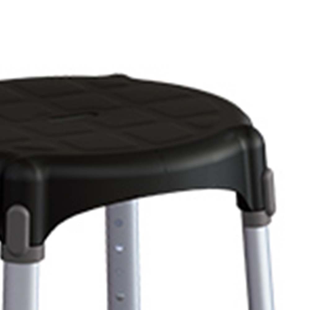 Bath and shower chairs - Wimed King Size Round Black Bathroom Stool With Tray And Adjustable Height