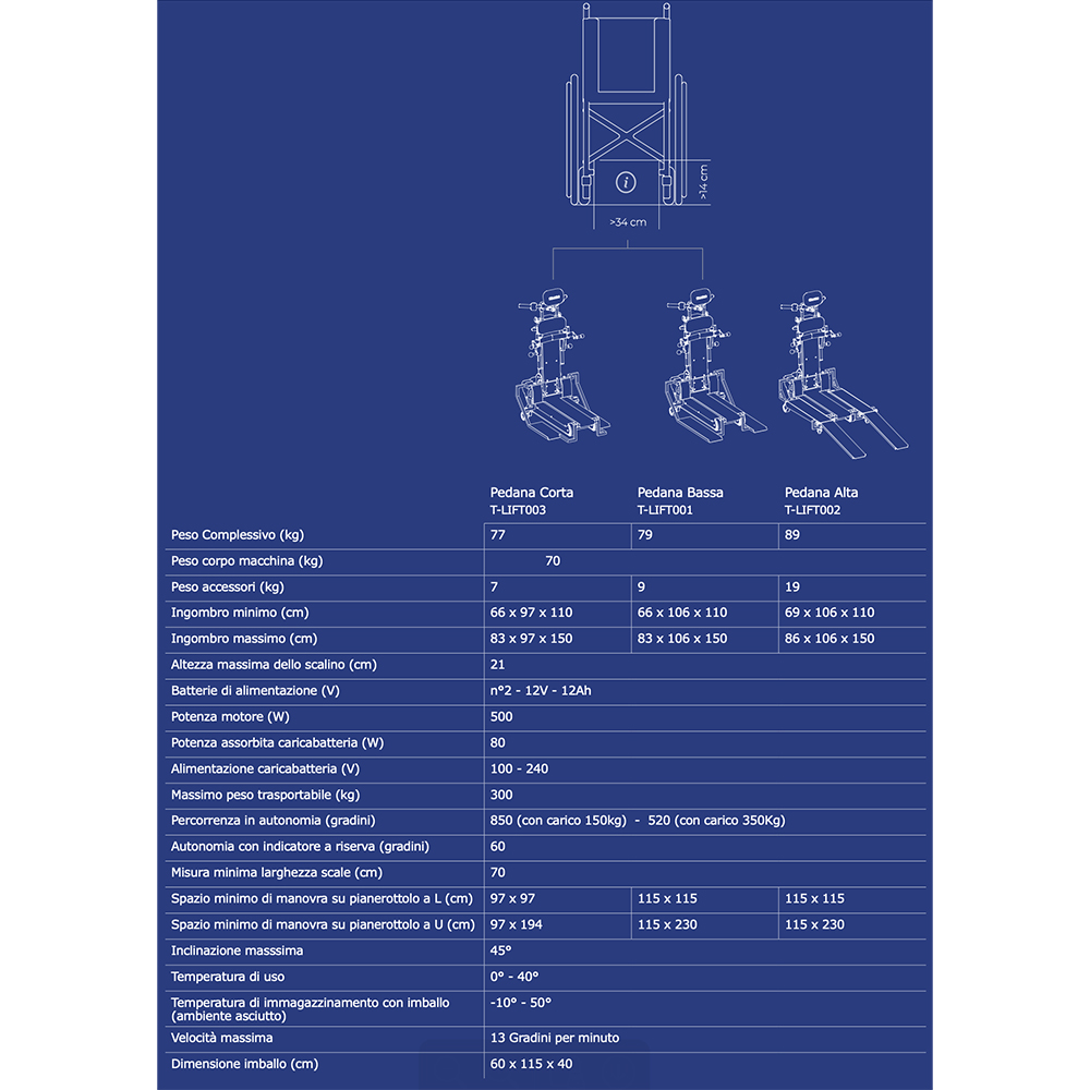 Stairlift - Antano Lg2004 T-lift Crawler Stairlift With Platforms For Disabled People Up To 300kg
