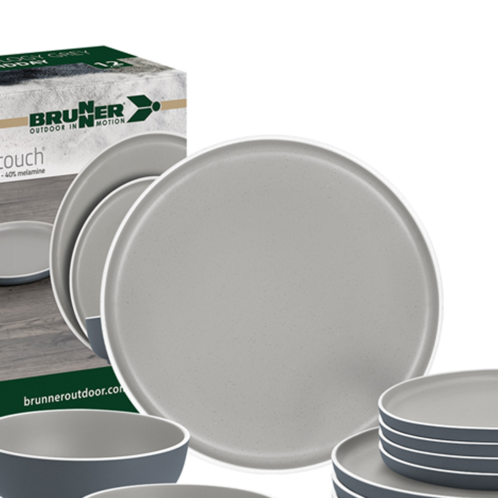 Tableware set - Brunner Midday Trilogy Grey 12-piece Melamine Dinnerware Set