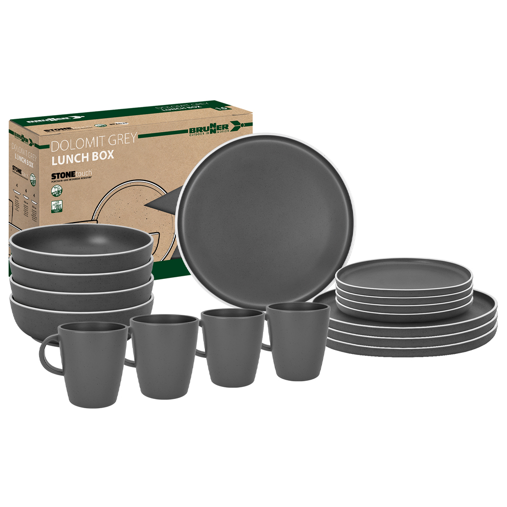 Tableware set - Brunner Melamine Dinnerware Set Lunch Box Dolomit Grey