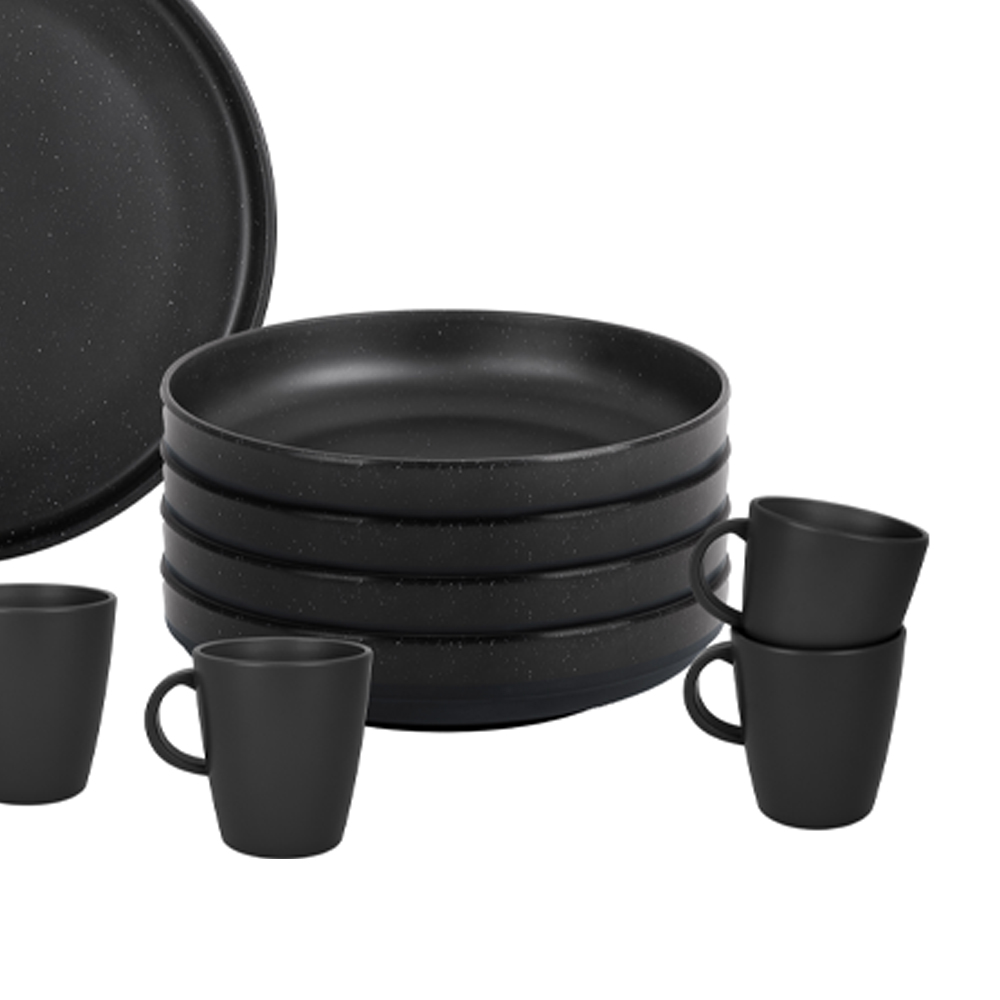 Tableware set - Brunner Odette Double Black Melamine Lunch Box Dinnerware Set
