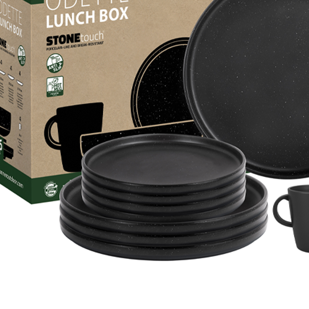Tableware set - Brunner Odette Double Black Melamine Lunch Box Dinnerware Set