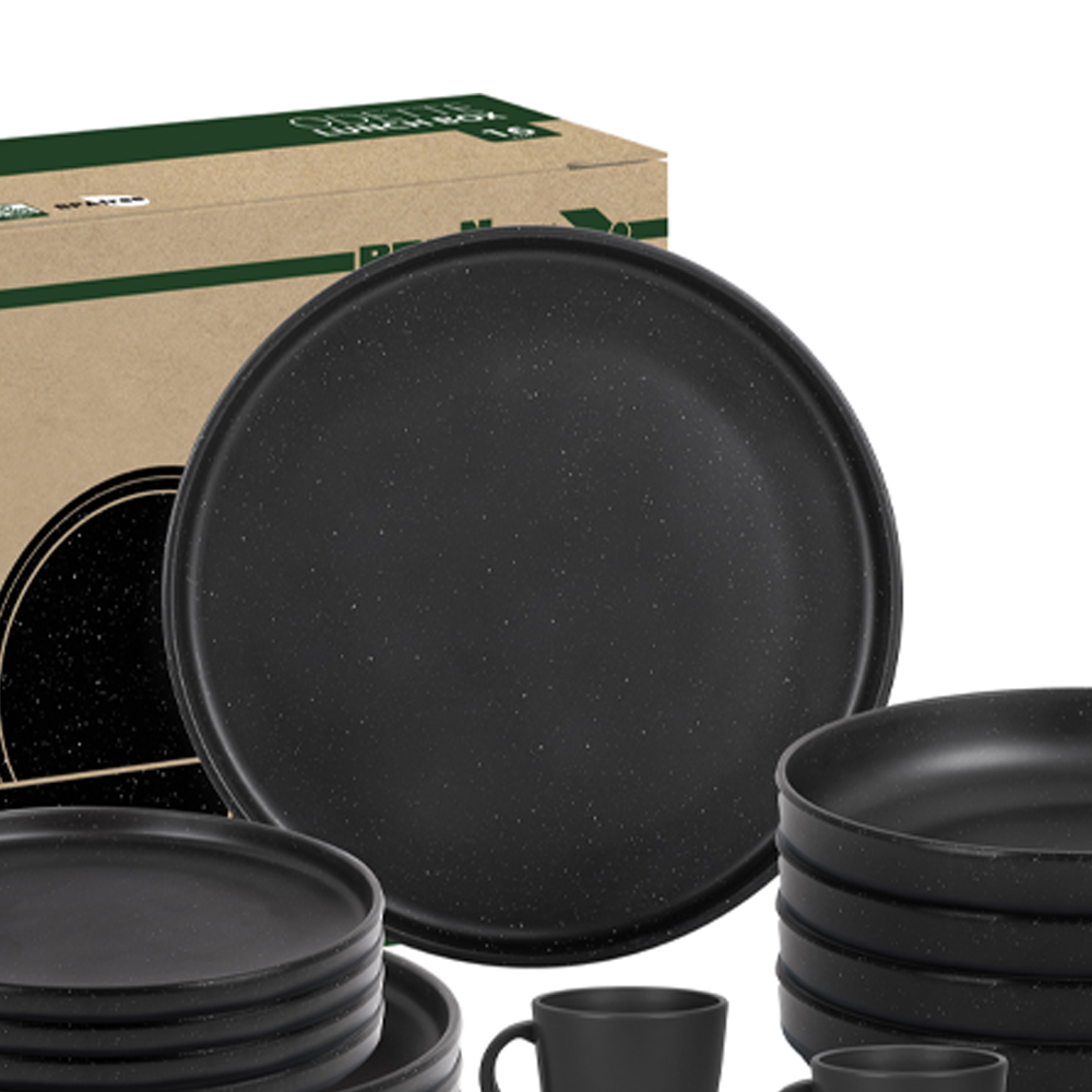 Tableware set - Brunner Odette Double Black Melamine Lunch Box Dinnerware Set