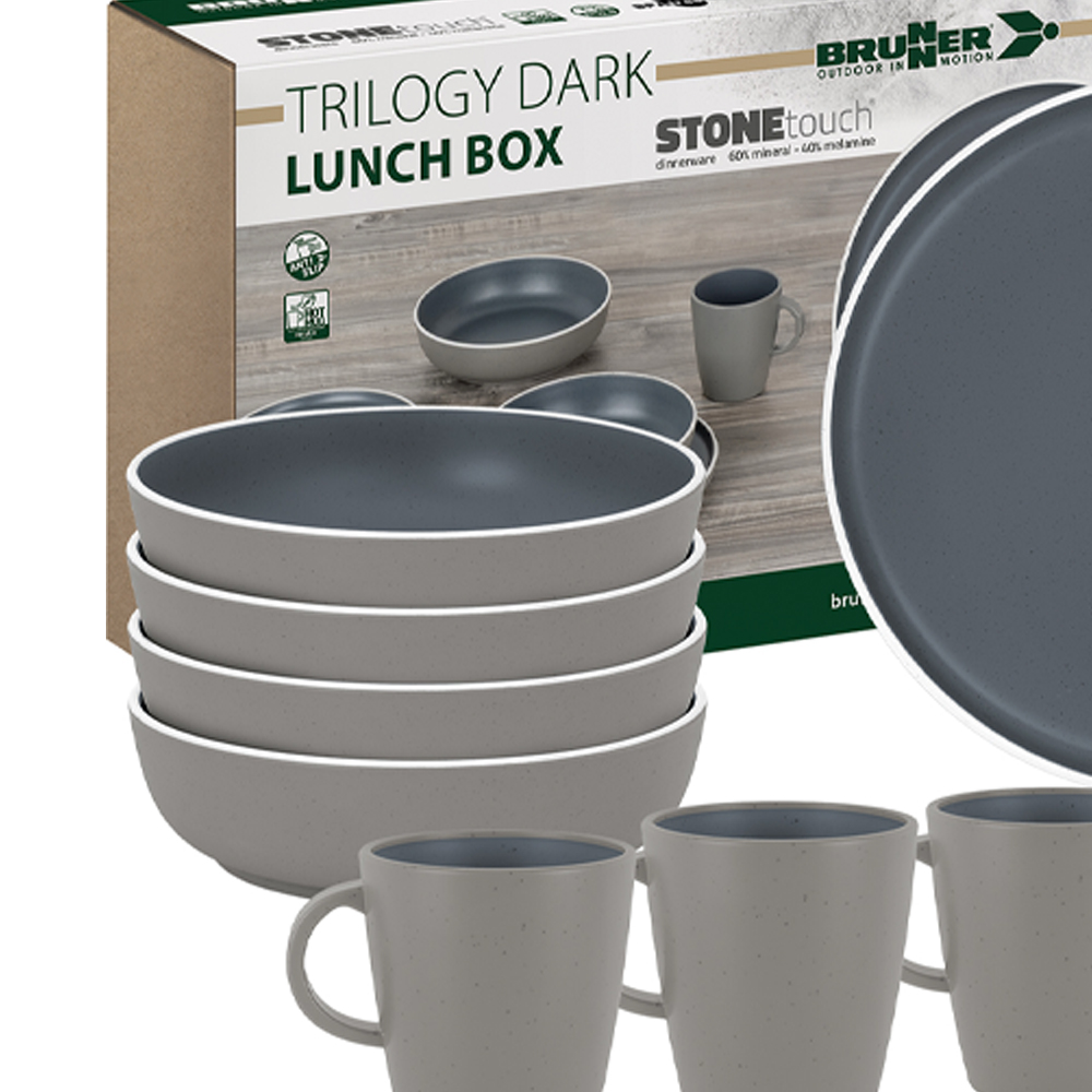 Tableware set - Brunner Melamine Dinnerware Set Lunch Box Trilogy Dark