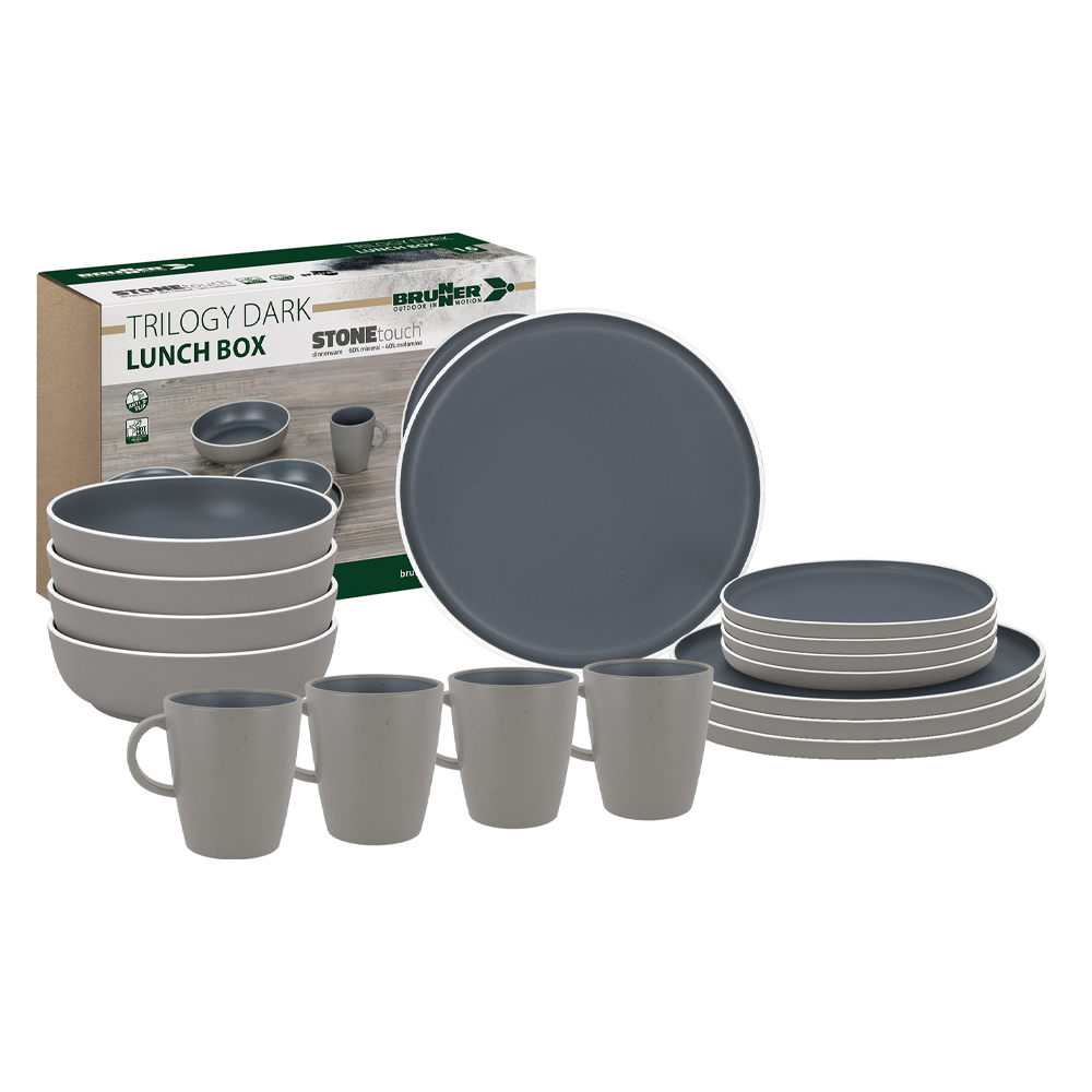 Tableware set - Brunner Melamine Dinnerware Set Lunch Box Trilogy Dark