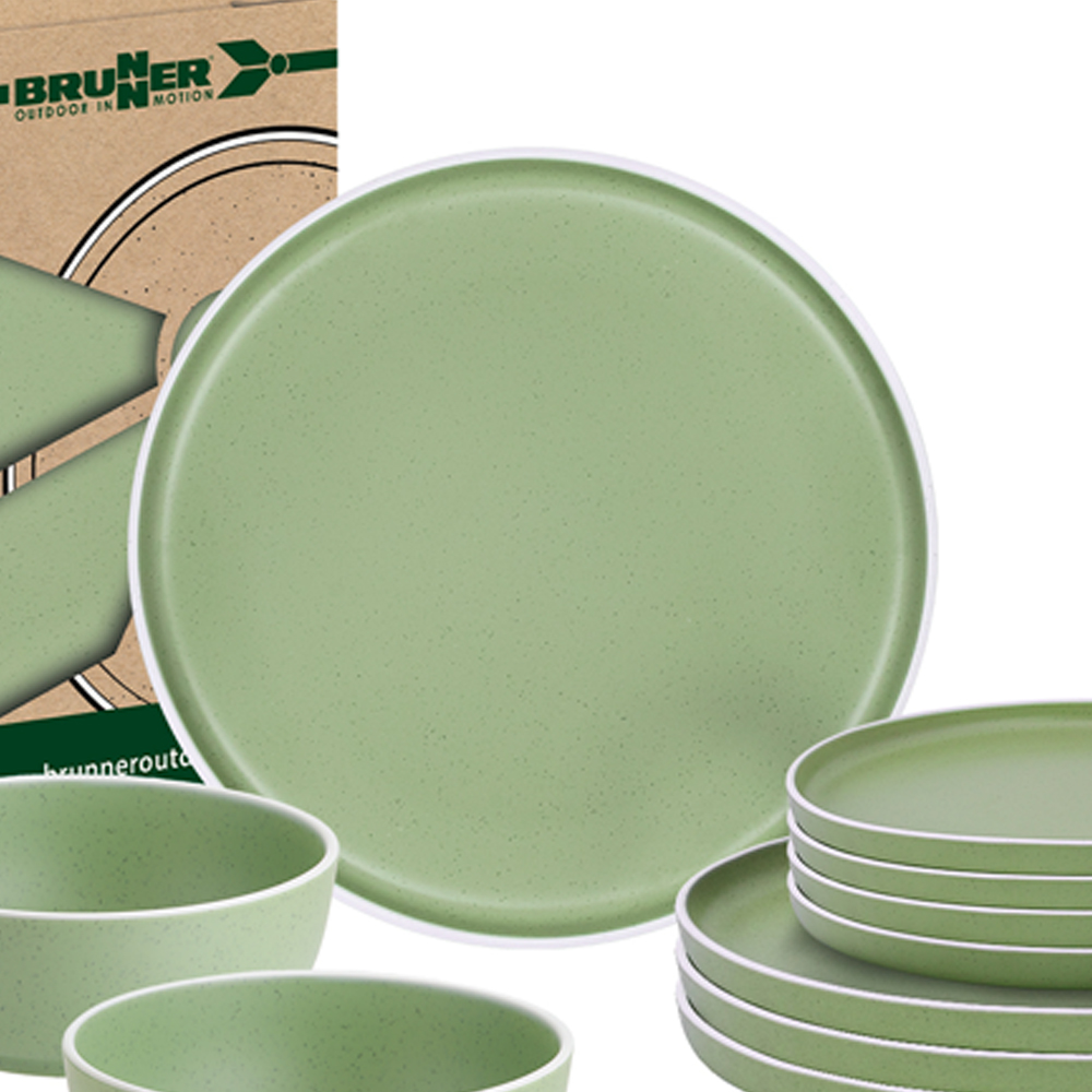Tableware set - Brunner Melamine Crockery Set Midday Dolomit Green 12pcs