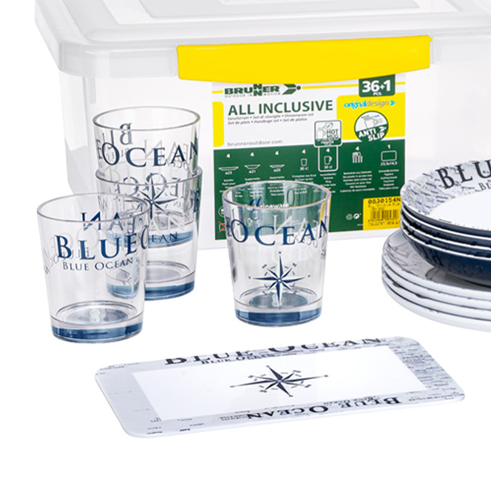 Tableware set - Brunner All Inclusive Blue Ocean Complete Camping Tableware Set