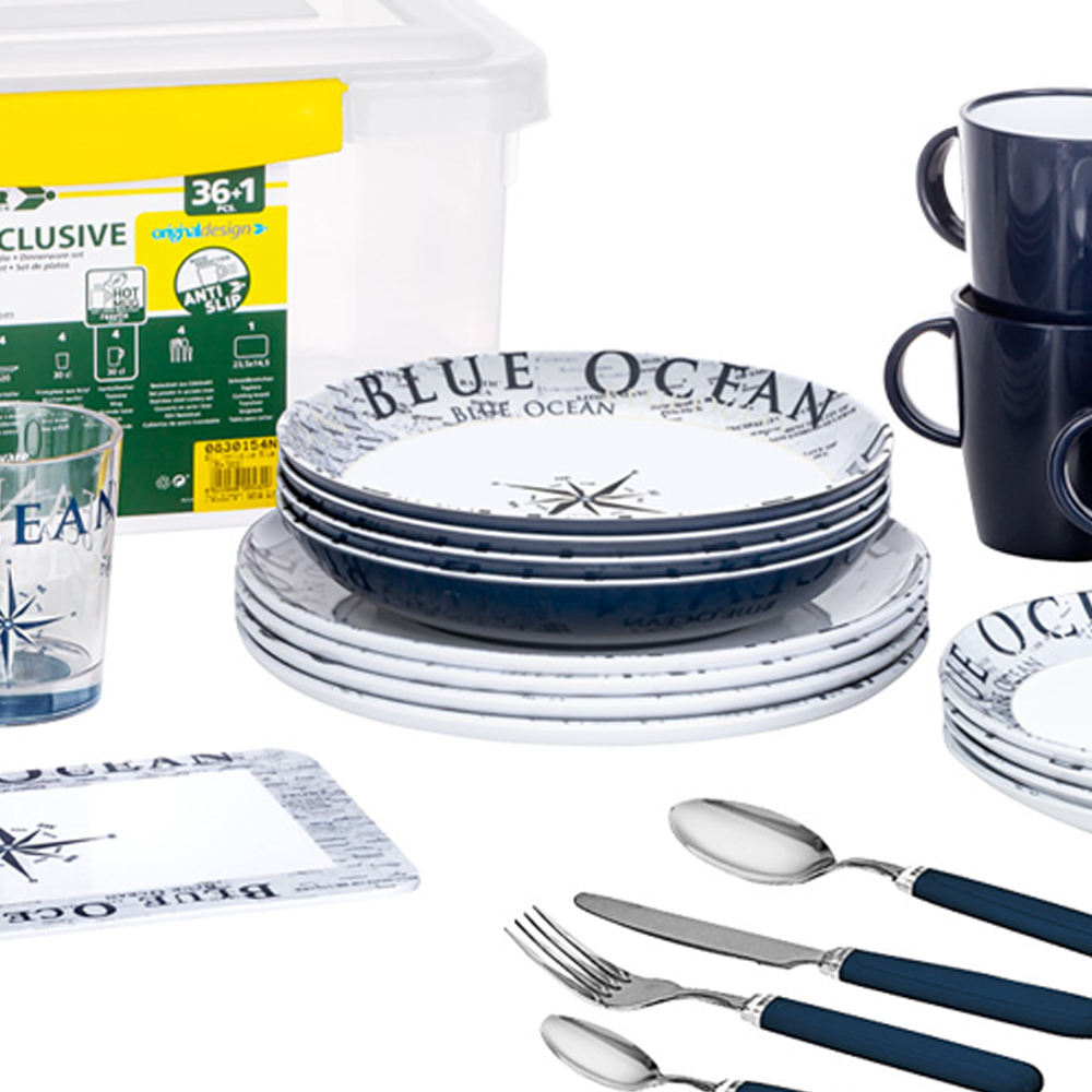 Tableware set - Brunner All Inclusive Blue Ocean Complete Camping Tableware Set