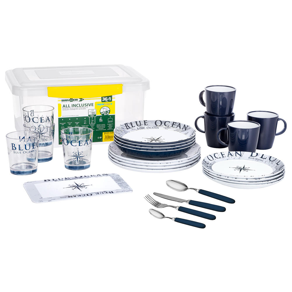 Tableware set - Brunner All Inclusive Blue Ocean Complete Camping Tableware Set