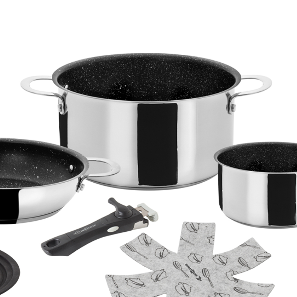 Pots and Pans - Brunner Academy Vacuum 5+1 Pot And Pan Set With Lid, 22cm Diameter